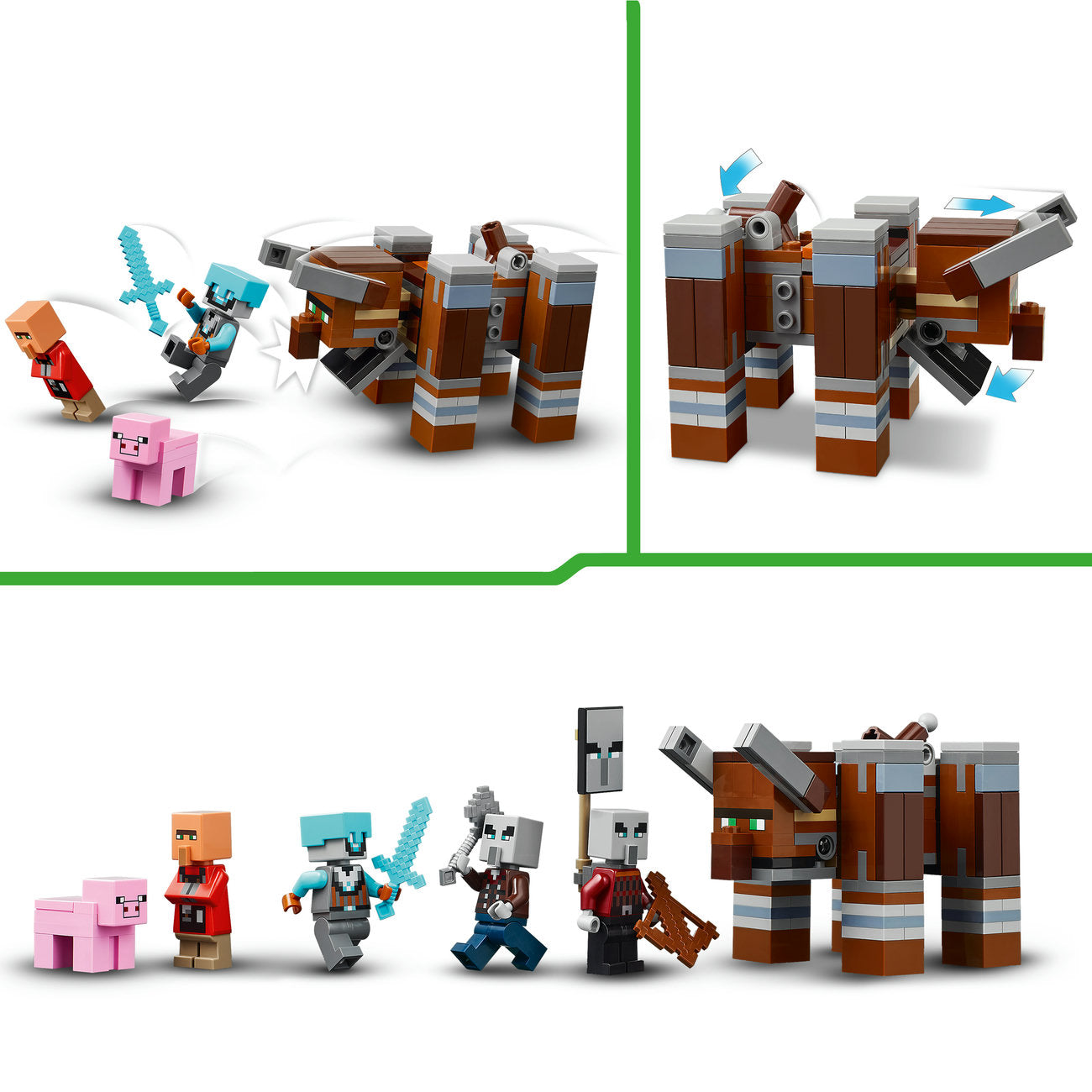 LEGO Minecraft Le Poste de Guet des Pillagers & l'Attaque des Ravageurs 21278 Set de Construction (665 Pièces)