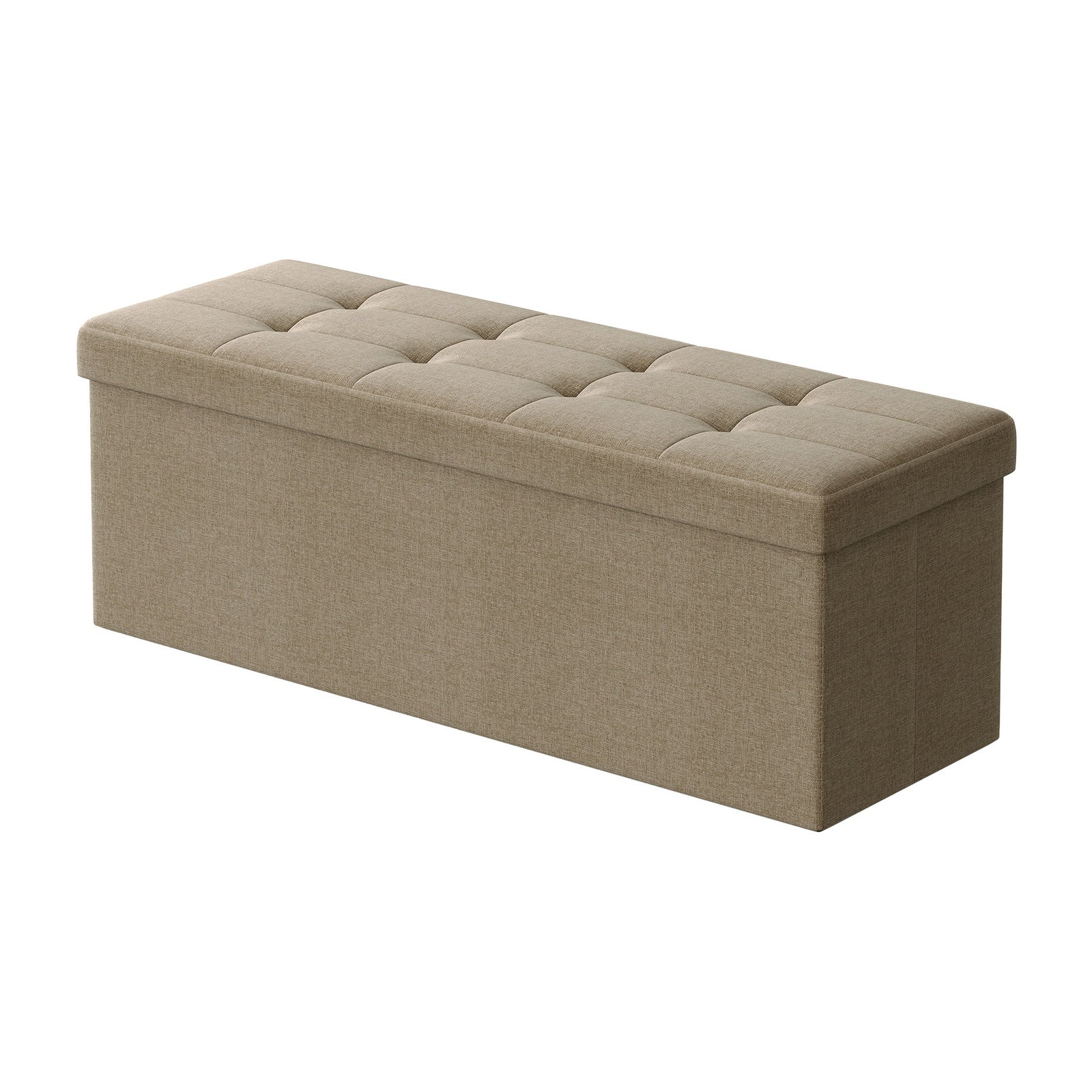 JOYFURNOS Pouf de rangement pliable – Marron Camel, 38 x 110 x 38 cm, repose-pieds avec bo?te de rangement, charge max 300 kg – idéal pour salon, chambre ou couloir