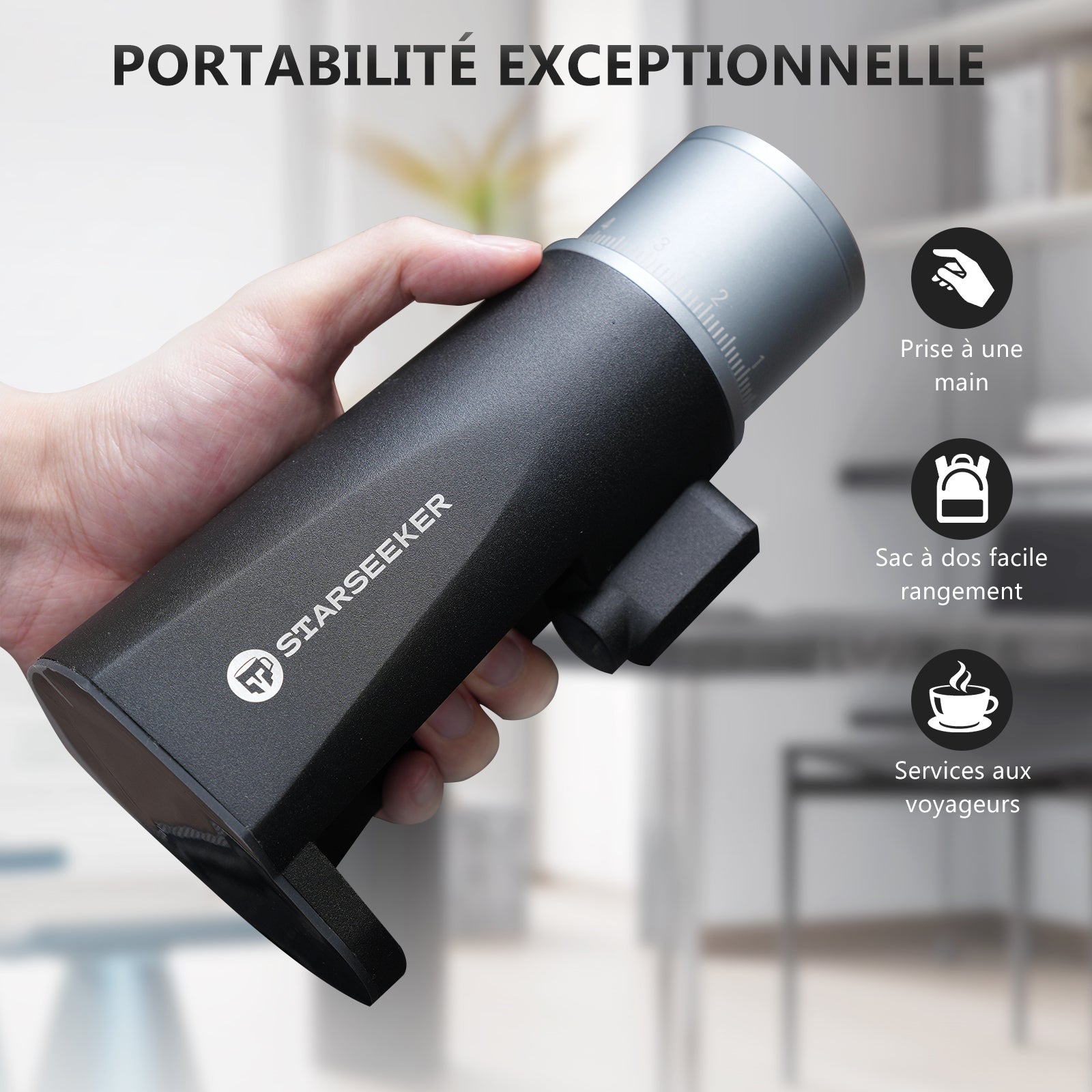 STARSEEKER EDGEmini Moulin à café électrique portable à meules coniques pour espresso et café filtre