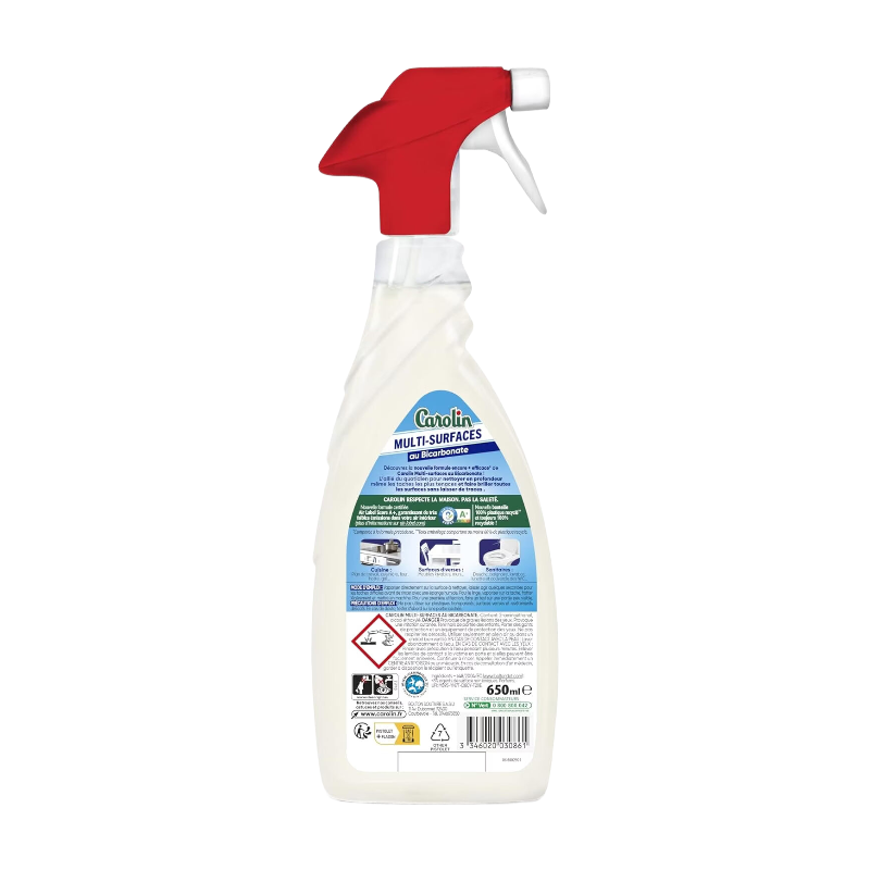Carolin Nettoyant Multi-Usages au Bicarbonate de Soude, sans Parfum, 650 ml