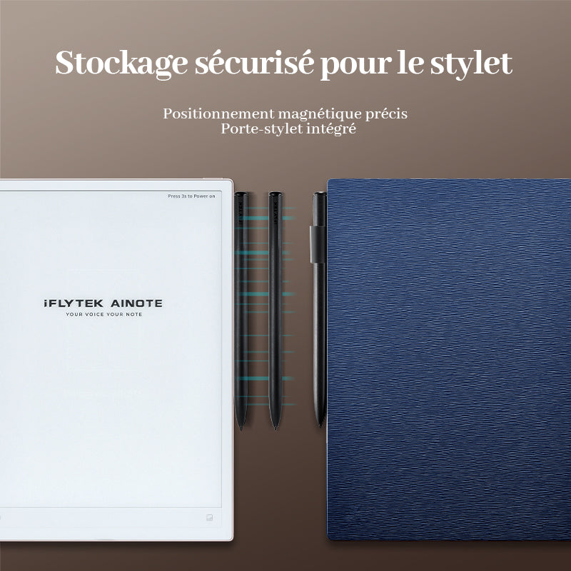 iFLYTEK AINOTE 2 Étui Folio de Protection pour Tablette de Prise de Notes, 10,65 Pouces, Cuir PU, Fin et Léger, Housse pour Carnet Numérique, Étanche à l'Eau et à la Poussière, Bleu Marine Foncé
