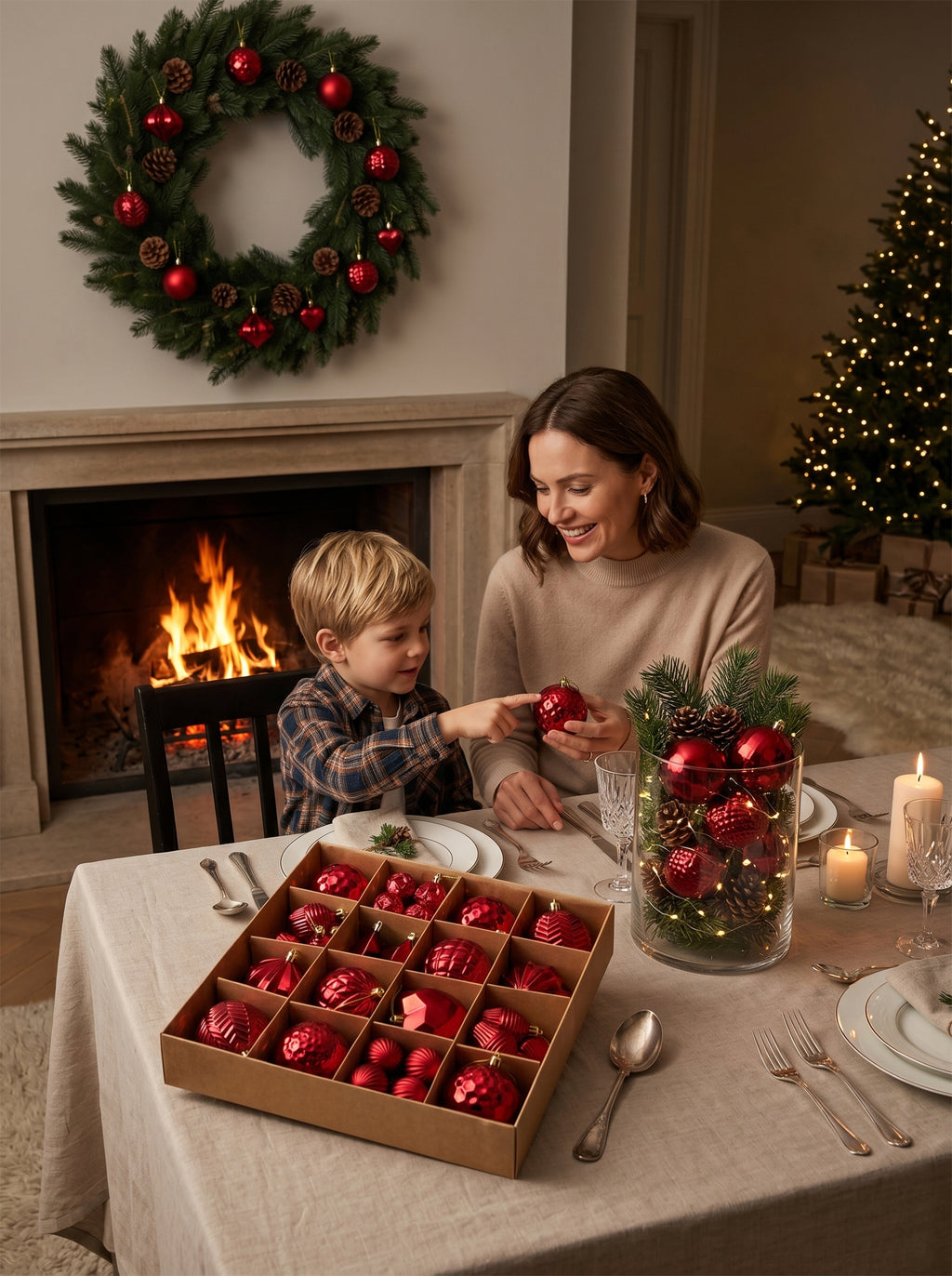 Ju7cer Lot de 40 boules de Noël, pour décoration de sapin de Noël et décoration de fêtes, rouge
