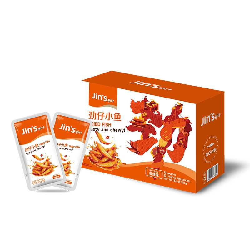 Jin Zai Petits poissons saveur épicée 240g（12g*20）