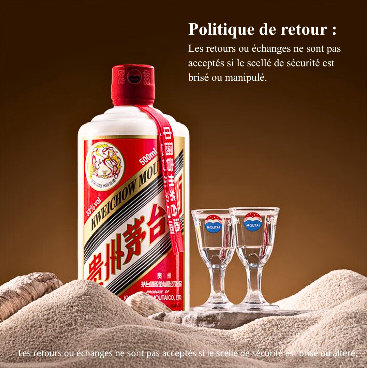 KWEICHOW MOUTAI FLYING FAIRY 500 ml, 53 % vol., deux gobelets inclus, Baijiu chinois