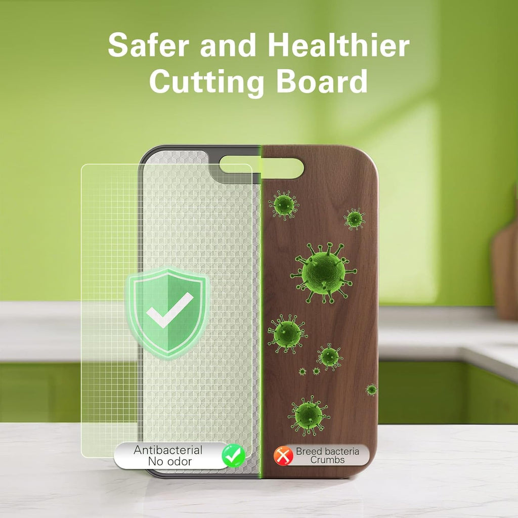 Planche à Découper Double Face pour la Cuisine en Acier Inoxydable et Paille de Blé PP, Idéale pour la Viande et les Légumes, Facile à Nettoyer, Compatible Lave-Vaisselle