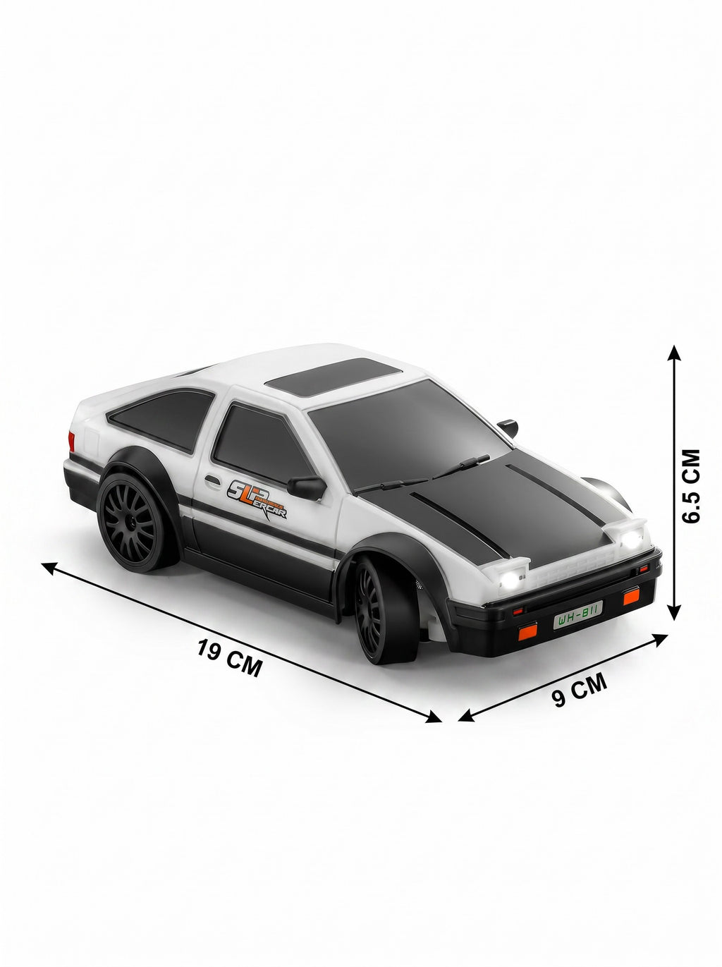 Voiture de Drift RC 4WD Échelle 1:24, Stabilisateur Gyroscopique Réglable, Lumières LED, Pneus Doubles, Blanc
