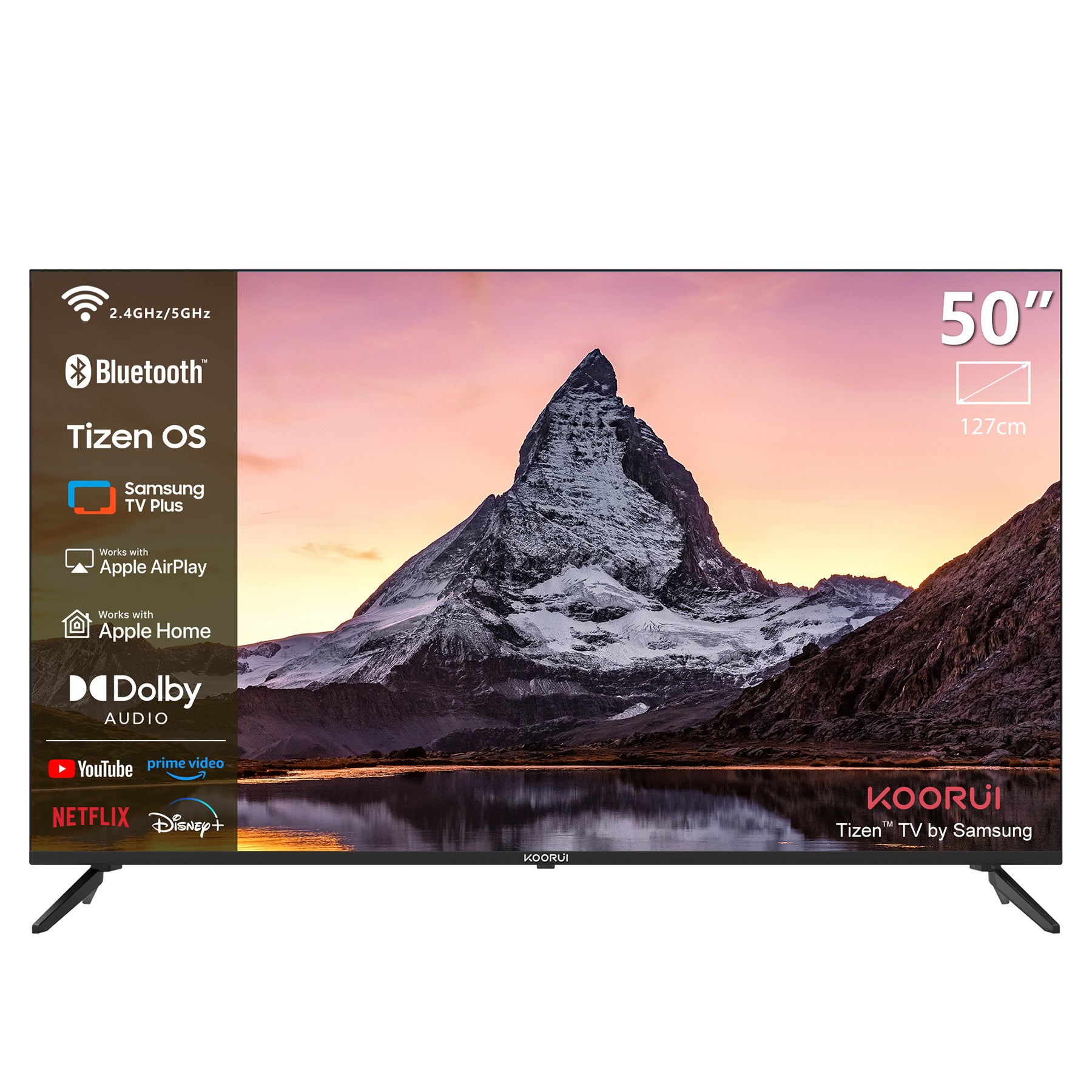KOORUIK 50Q1UQ-T8, 50 pouces, 4K QLED, TIZEN TV, K50Q1UQ-T8, Son dynamique avec Dolby Audio, Finition métallique haut de gamme