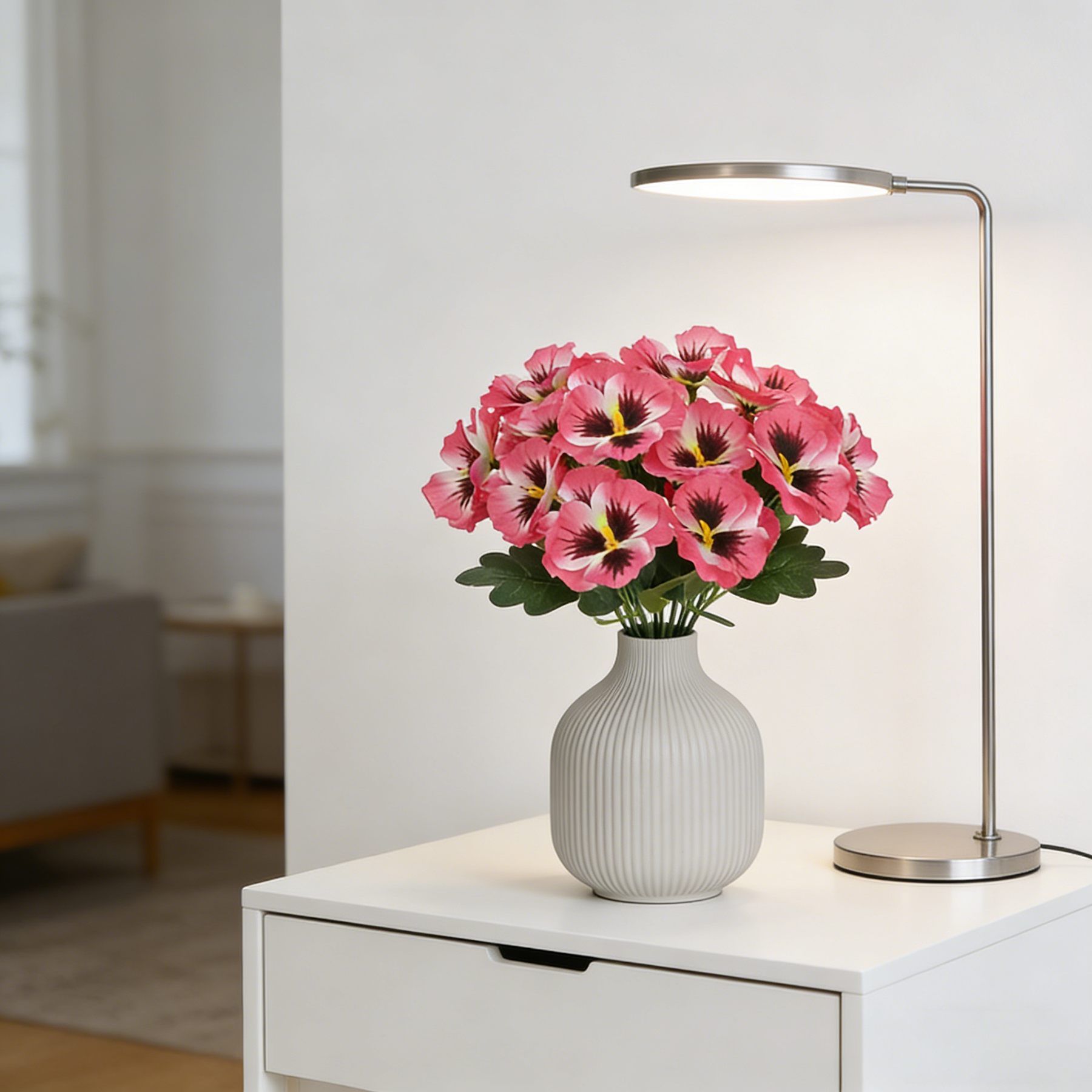 Yuejia Lot de 4 fleurs de pensées artificielles 11 po/28 cm, fleurs factices d'extérieur, plantes en plastique, fleurs artificielles en soie pour décoration de porche d'entrée, jardin