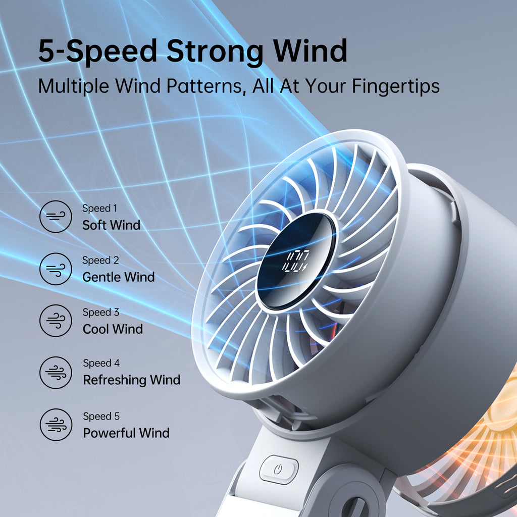 JISULIFE Life 7 Ventilateur portable 3-en-1 avec affichage LED - Blanc