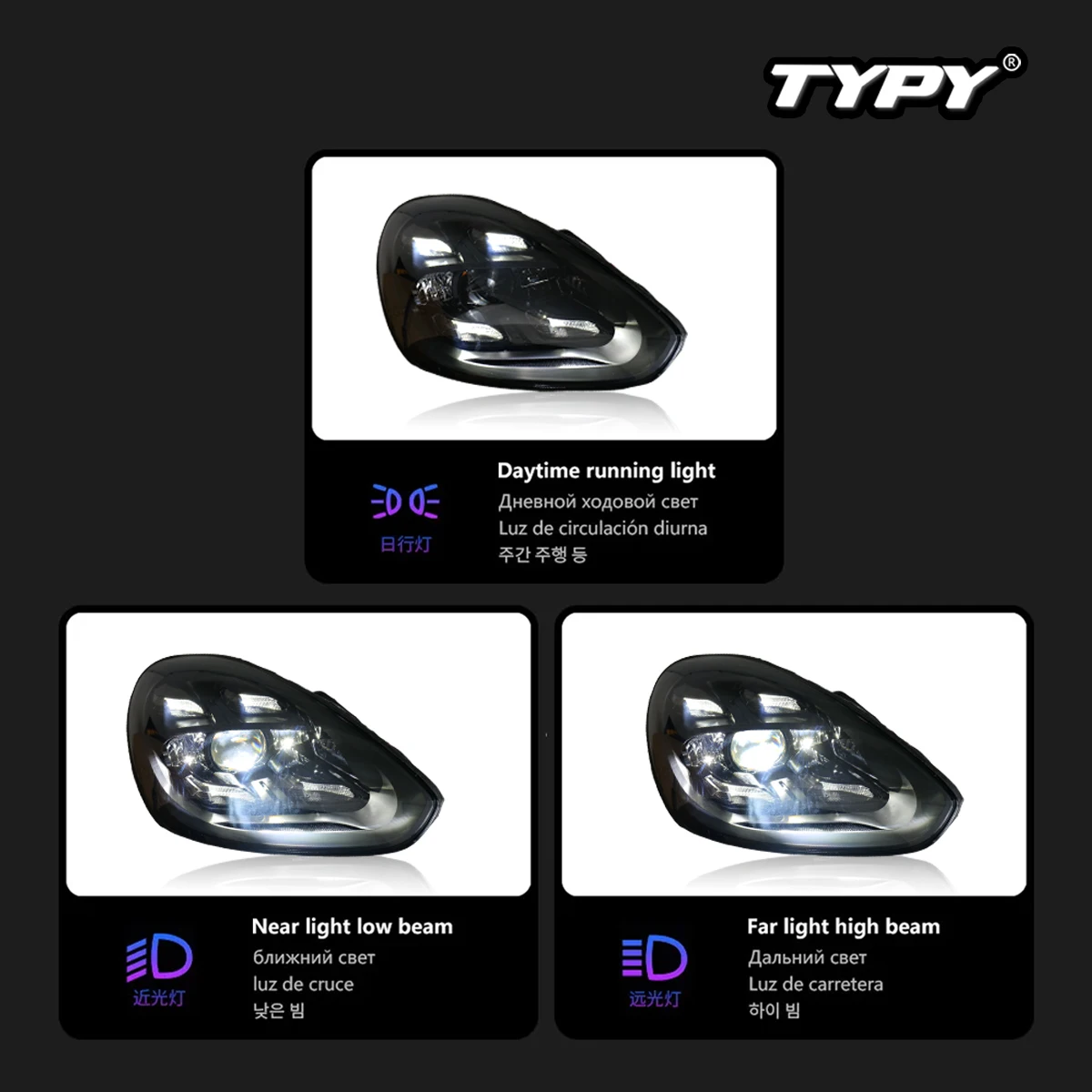 TYPY Phare avant LED de voiture pour Porsche Cayenne 958.2 2015-2017, Plug & Play, conception haute configuration, accessoires matriciels