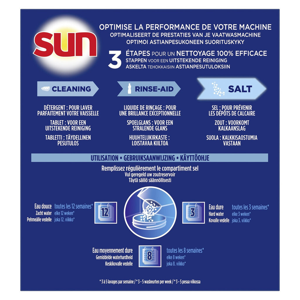 Sun Sel régénérant standard, Protection contre le tartre pour lave-vaisselle, 4 x 1 kg (= 4 kg)