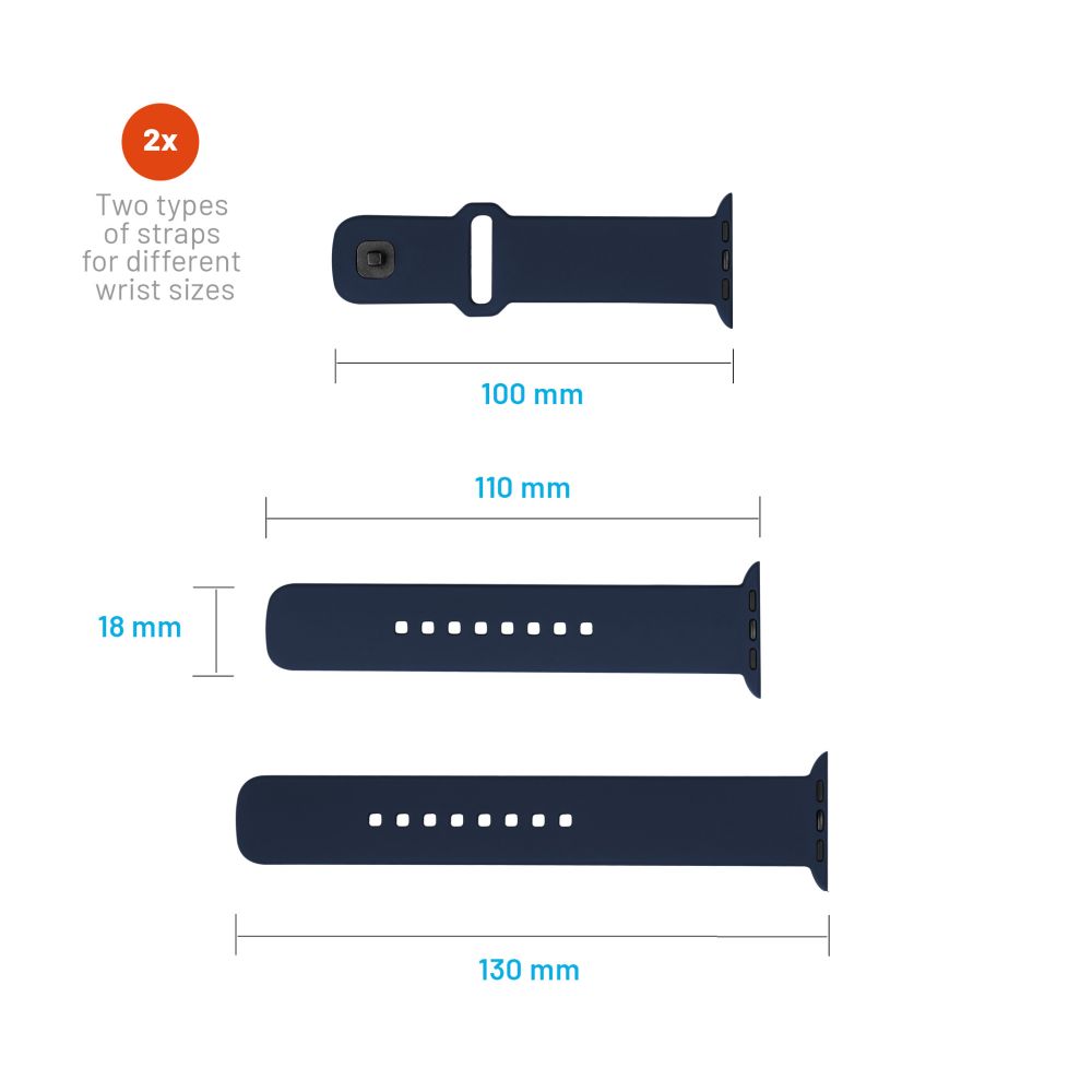 FIXED Bracelet silicone pour Apple Watch 38/40/41 mm, bleu