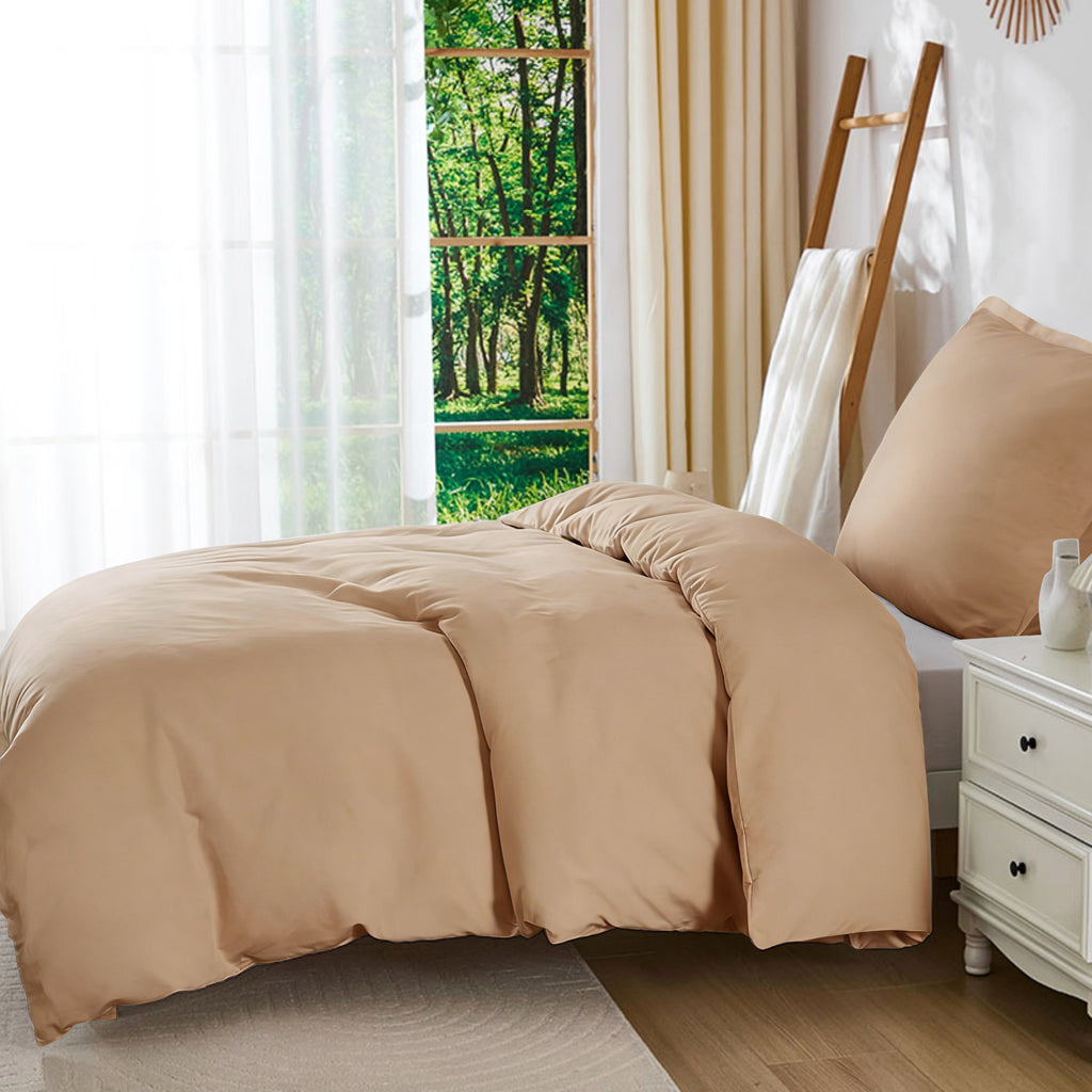 LEBONSOIR Parure de lit Kaki housse de couette 135 x 200 cm/80 x 80 cm x1, Respirante Durable Douce Confortable, Avec fermeture éclair, 2 pièces