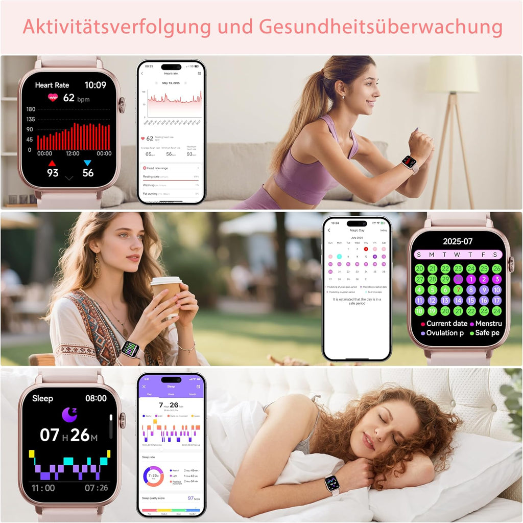 OUKITEL V3 Montre Connectée Rose-1,83" HD homme femme appel Bluetooth IP68 SpO2 cardio 100+ modes sportifs Android iOS