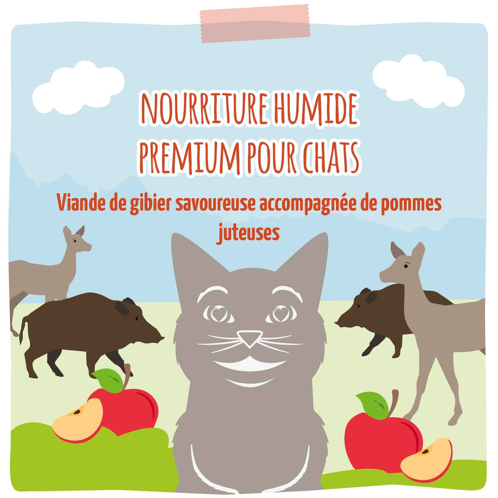 MjAMjAM [Peut être servi frais pour l’été] Aliment humide pour chat en gourde Gibier 300 g x 6