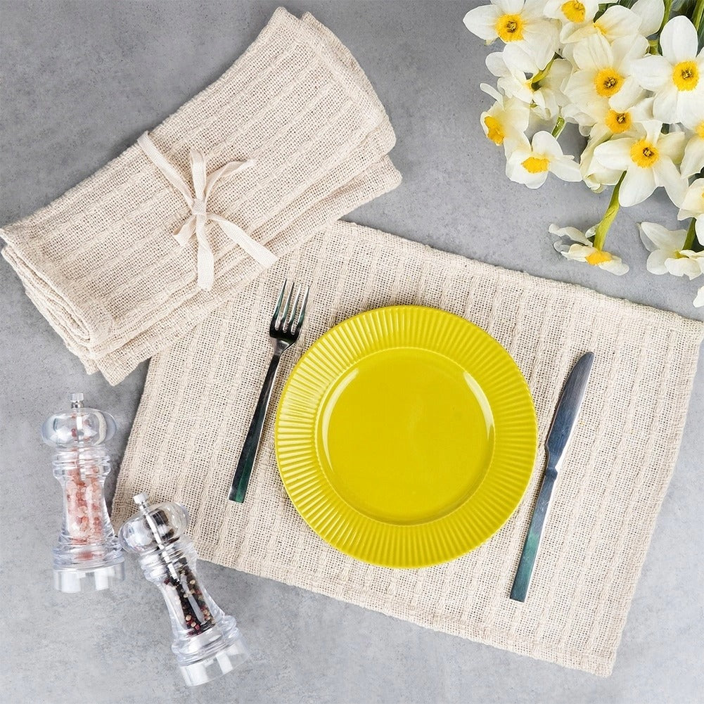 Koopman Lot de 4 sets de table en coton - Beige - 30 x 45 cm