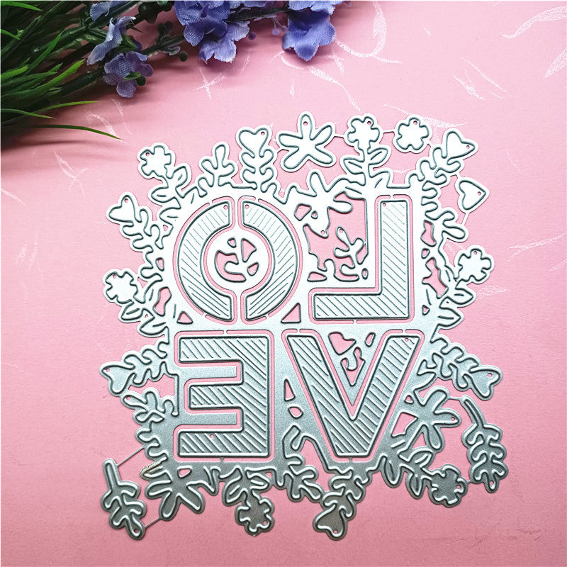 WhereHike Matrices décoratives de découpe et gaufrage en métal Saint-Valentin Fait avec amour, flocon de neige, pour album de scrapbooking à faire soi-même et création de cartes