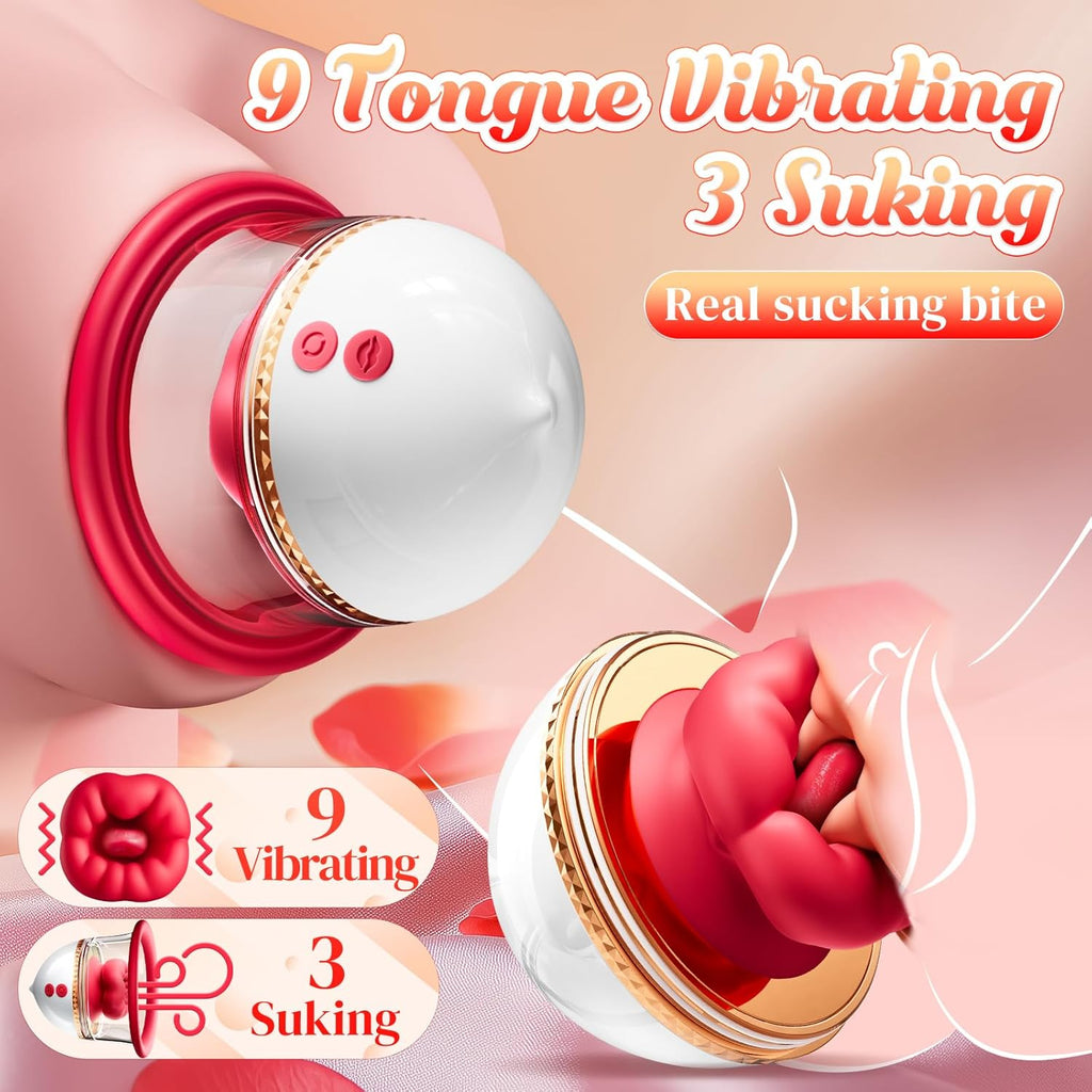 AAV Pleasure Sync 3-en-1 Vibromasseur à Succion Clitoridienne pour Femme, 9,9 cm, 1 Pièce, Rouge, avec 10 Modes Morsure, Succion & Vibration, IPX4 Étanche & Silencieux, Sextoy Adulte pour Couple