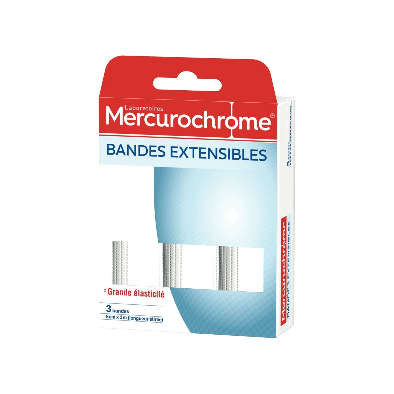 MERCUROCHROME Bandes Maintien Compresse Lavable Elastique Spécial Doigts Poignets et Chevilles X3