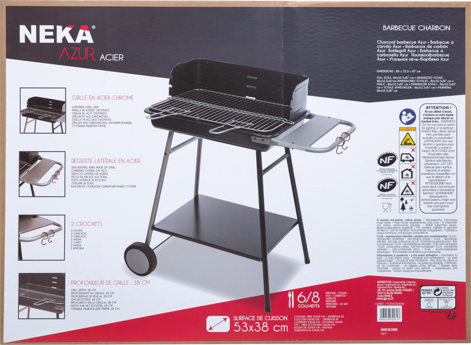 Neka Azur Barbecue au charbon de bois en acier - 55 cm