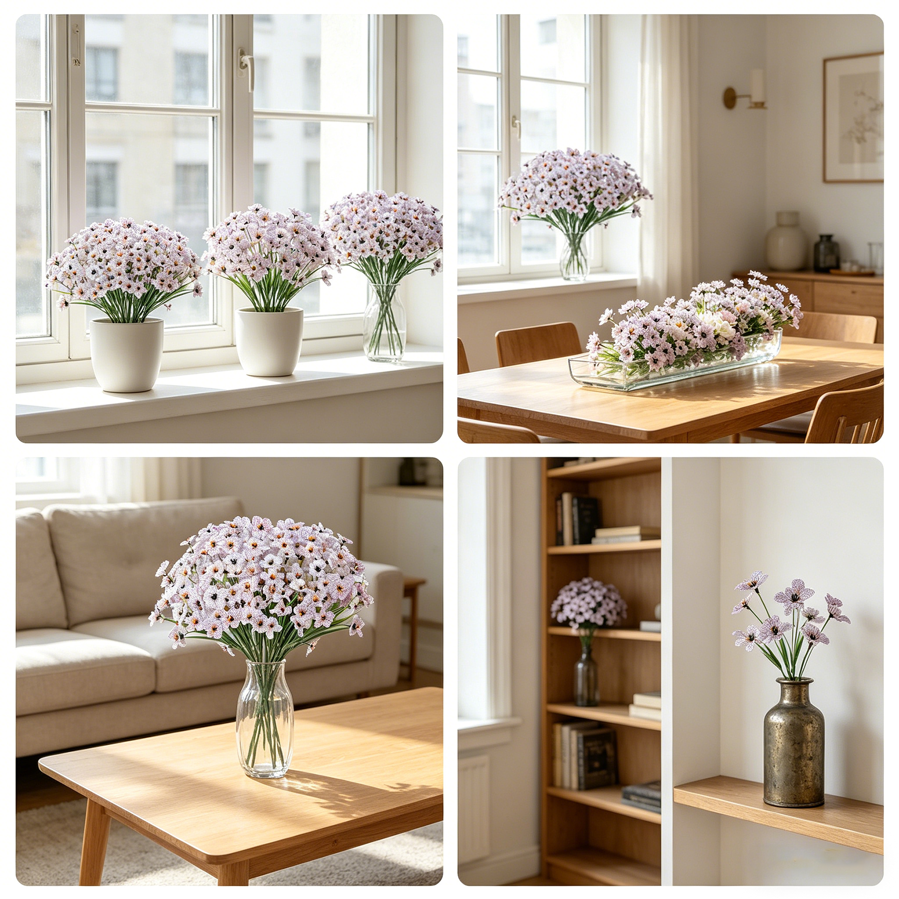 Yuejia Lot de 4 fleurs artificielles 13 po/33 cm pour extérieur, fleurs factices en plastique résistantes à la décoloration, plantes artificielles pour décoration