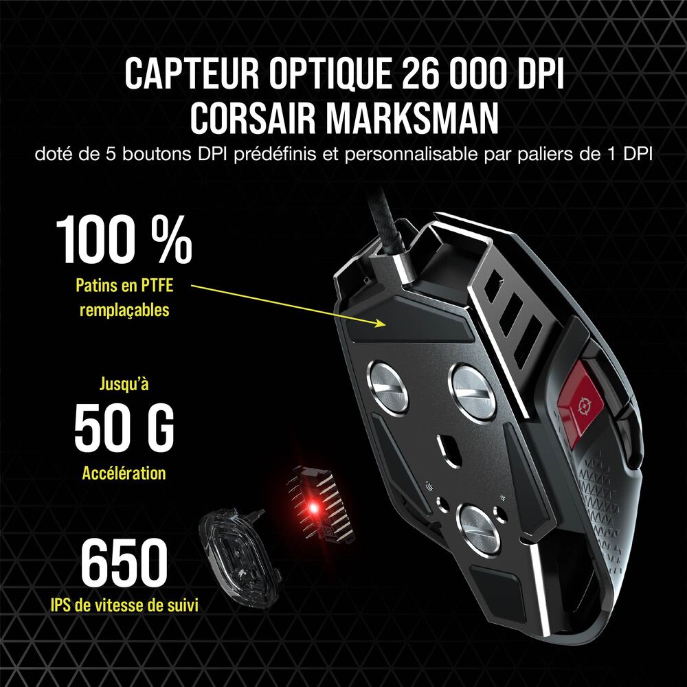 Corsair M65 RGB ULTRA Souris de Jeu Filaire - 26000 DPI 8 boutons - noir