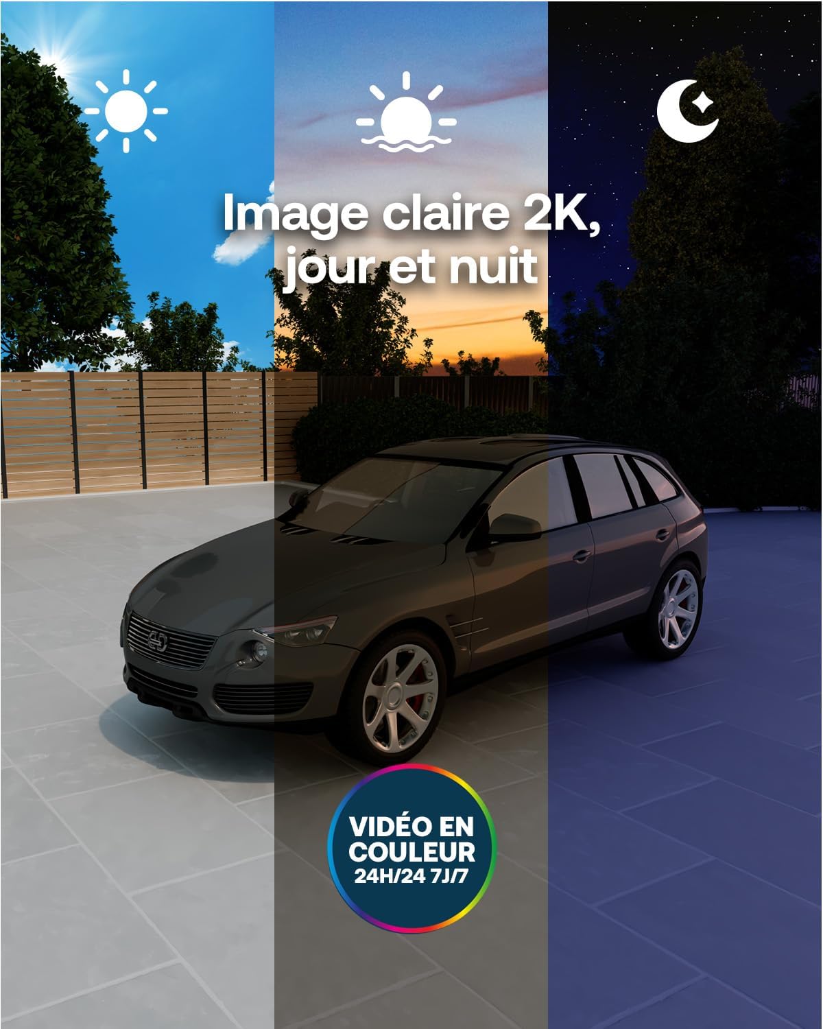 Arlo VMK3380-100EUS Caméra de Surveillance 2K WiFi Extérieure Essential 3, Kit de 3 Caméras et 3 Panneaux Solaires, Blanc