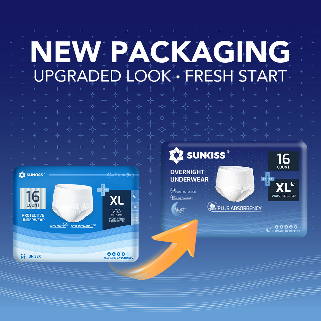 SUNKISS TrustPlus Sous-vêtements jetables pour incontinence pour hommes et femmes, culottes absorbantes adultes, absorption élevée, protection antifuites, contrôle des odeurs, Très grande taille nuit, 16 unités