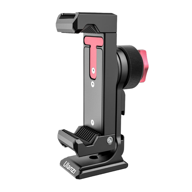Ulanzi ST-27 Adaptateur de trépied pour téléphone en aluminium pour iPhone avec support de téléphone Arca-Swiss, pince 1/4 pouce, rotation 360° pour vidéo-blogue