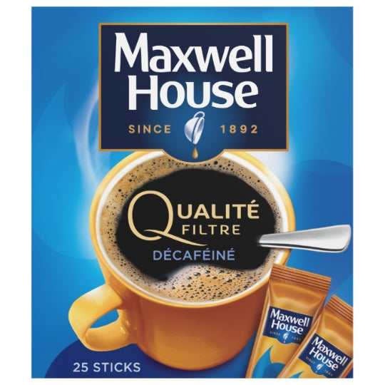 MAXWELL HOUSE Café Soluble Décaféiné en Sticks x25