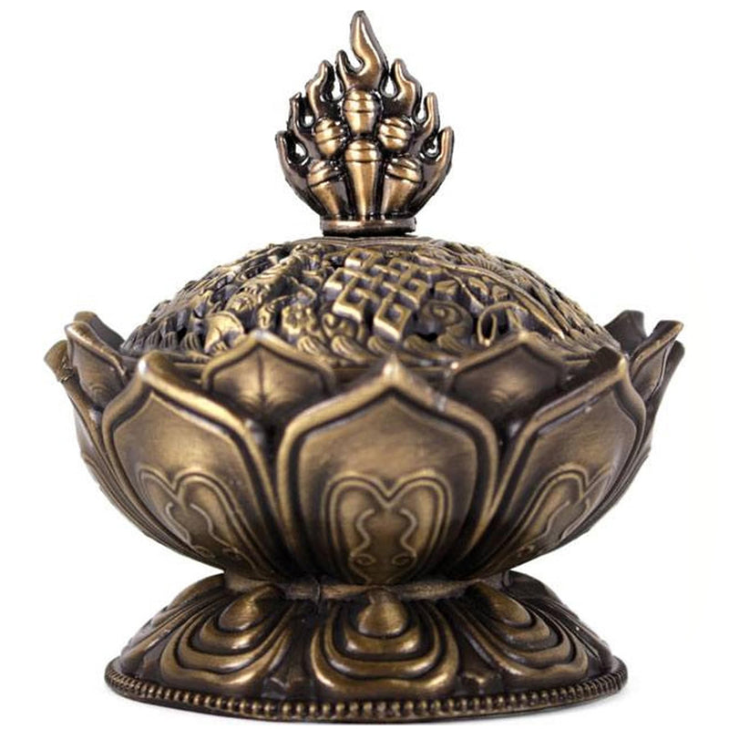 Ju7cer 1 pc Brûle-encens bronze/lotus - Style classique, idéal pour décoration de Noël maison et présentation au sol, porte-encens