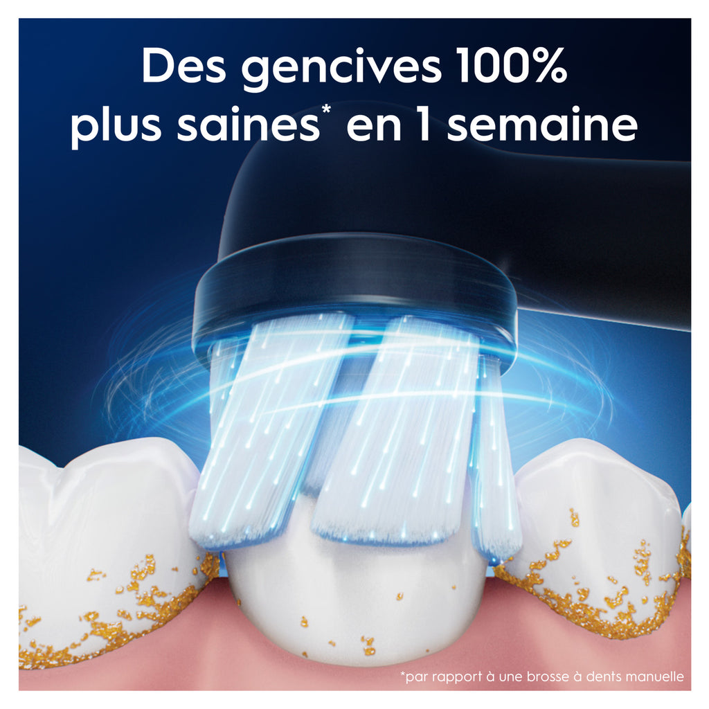 Oral-B iO Gentle Care Noir - Brossettes de Rechange Originales pour Brosse à Dents Électrique - Gencives Sensibles - Pack de 6