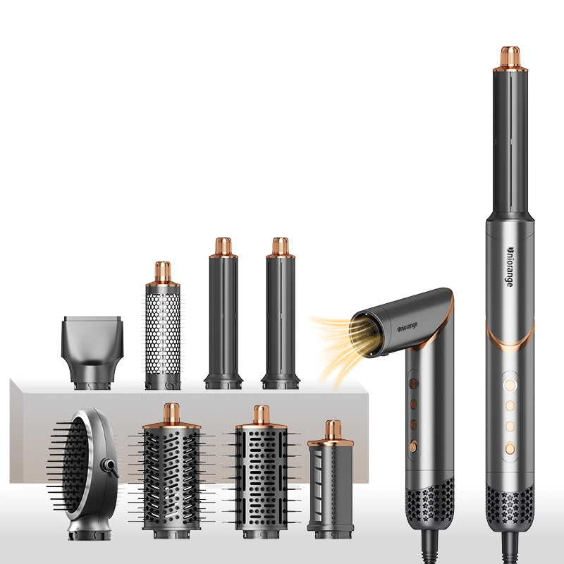 Uniorange M8 Sèche-cheveux et appareil de coiffage à air chaud 8-en-1, 1 400 W, Moteur 110 000 tr/min, 200 millions d'ions négatifs, Bouclage automatique