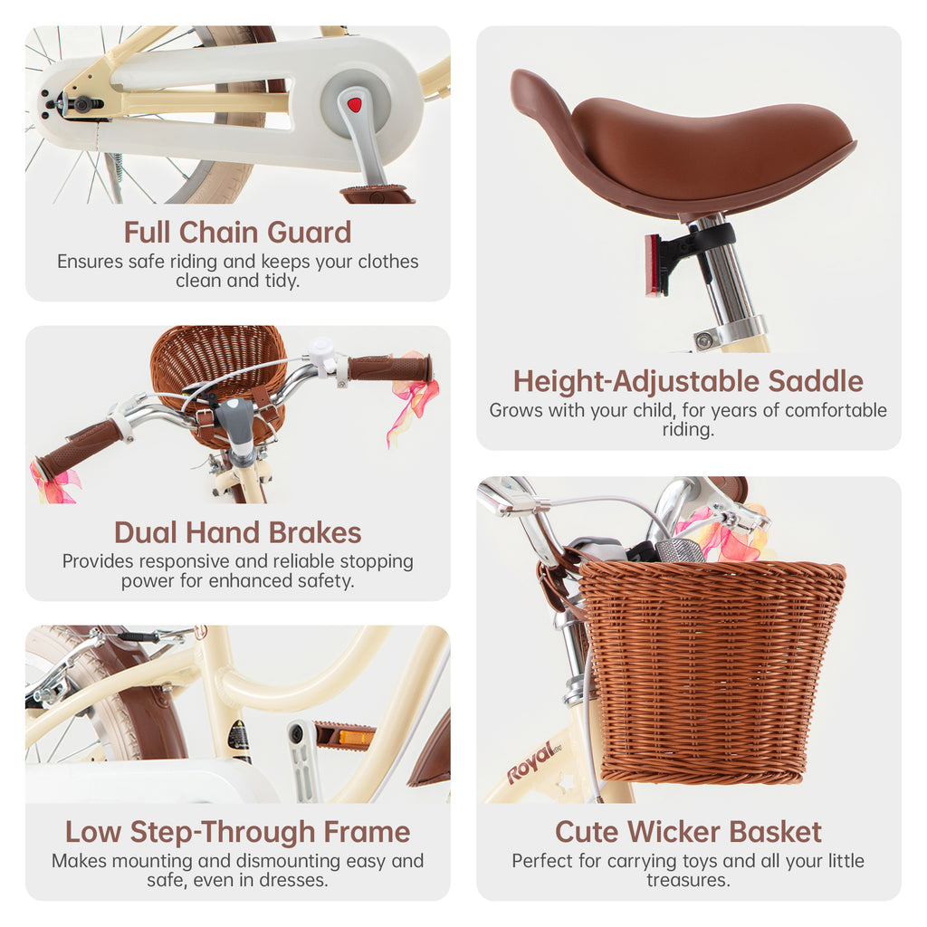 RoyalBaby+vélo pour enfants+ Aluminium EZ Stargirl+ Chocolat 16 pouces, Poids net 10 kg