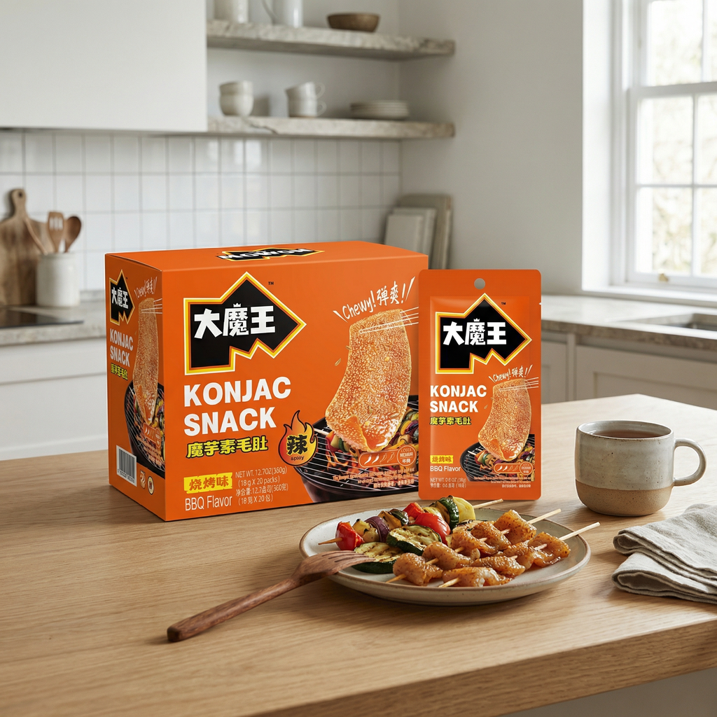 Yan Jin Pu Zi MOWON Snacks au Konjac (Saveur BBQ), 18 g x 20 Sachets