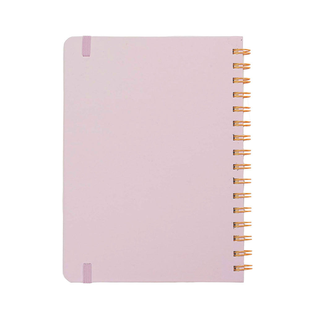 Jubiluu Carnet ligné à spirale A5 couverture rigide - 96 feuilles (papier offset 100 g), avec élastique - Journal ligné crème classique pour écriture, école, bureau et cadeaux - Violet lavande