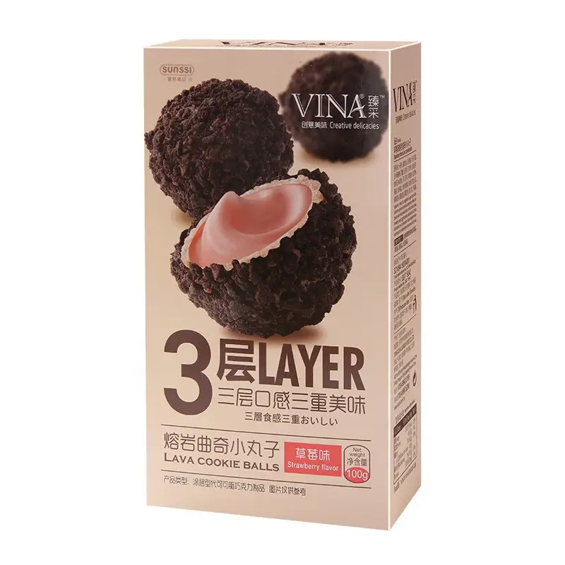 VINA Bouchées de cookie au cœur coulant, saveur fraise, 100 g