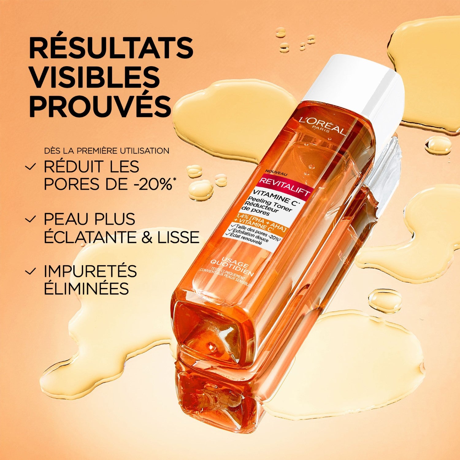L'Oréal Paris Bright Reveal Tonique peeling réducteur de pores Vitamine C 180 ml