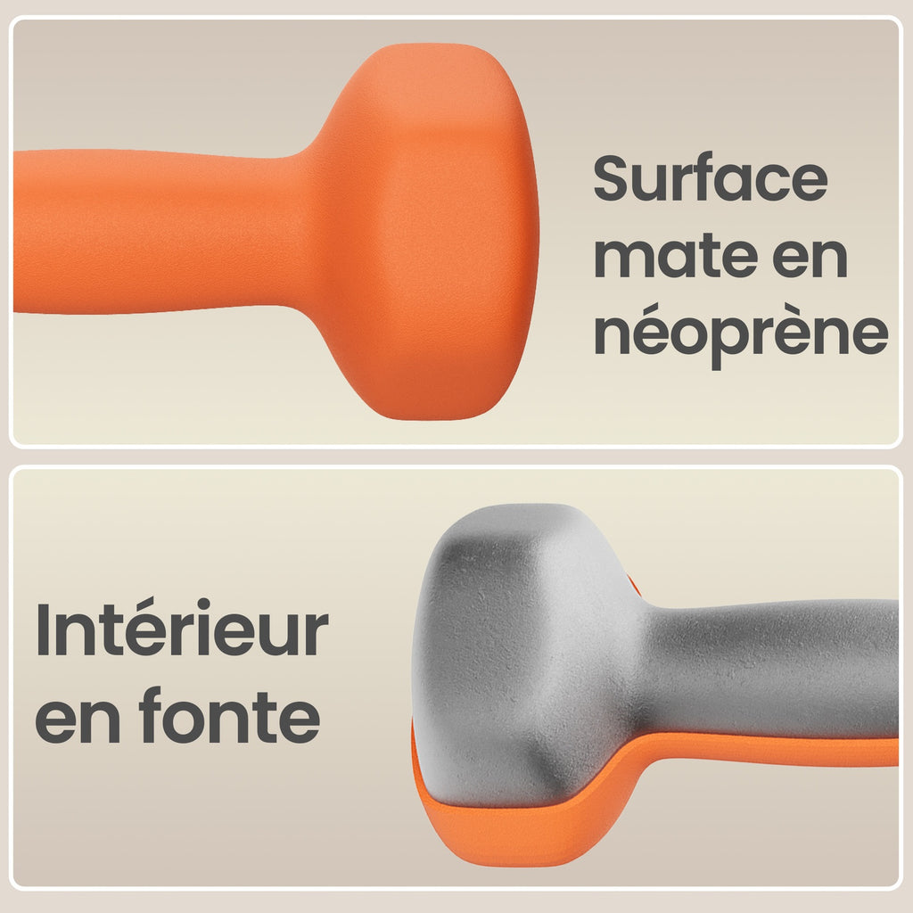 JOYFURNOSPaire de poids à main en néoprène, 2 x 1,5 kg, Haltères hexagonaux, Exercice de fitness pour entraînement à domicile, Orange