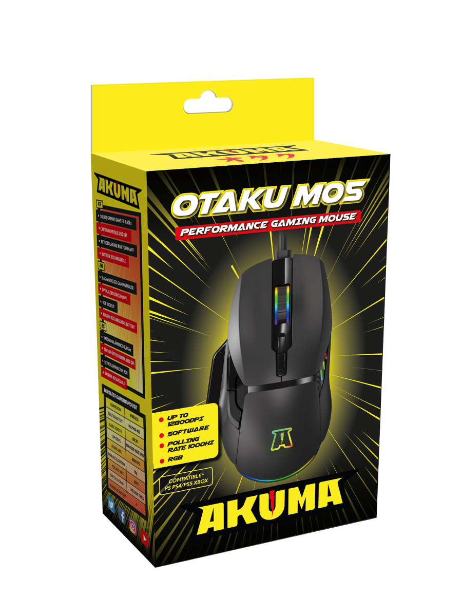 Akuma souris gaming otaku m05 12800 dpi rgb programmable noir