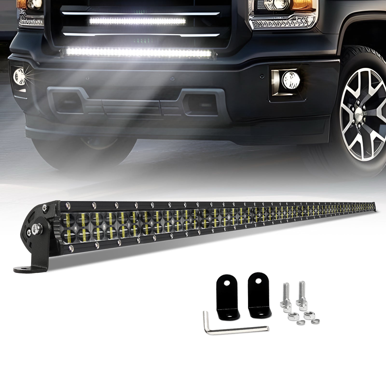 CO LIGHT "42" Barre lumineuse LED double rangée, projecteur et éclairage de travail, barre LED 6D, éclairage de toit pour camion 4x4, ATV, voiture, éclairage de conduite tout-terrain, 12V 24V