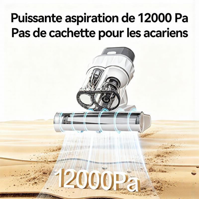 Ochama Aspirateur anti-acariens 12 000 Pa 72 000 tapotements/min stérilisation UV air chaud 65 °C 300 ml