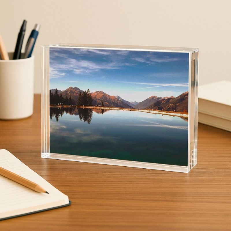 KODAK Cristal Cadre photo en bloc d'acrylique transparent avec fond magnétique et 5 feuilles de papier photo - Format 10 x 15 cm