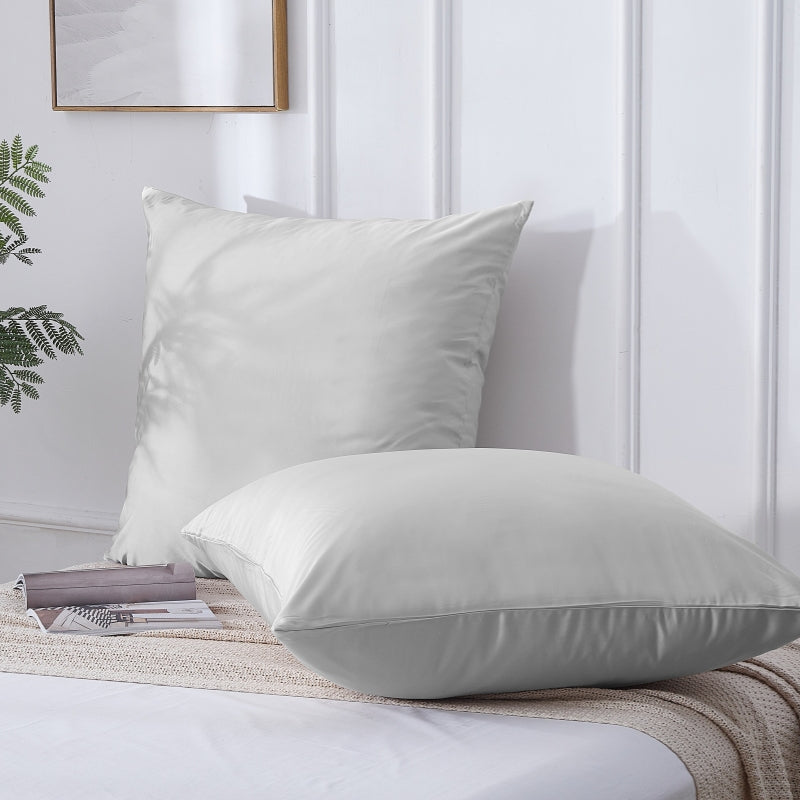 MEROPE, Taie d'oreiller en bambou, 80x80 cm, gris clair, lot de 2