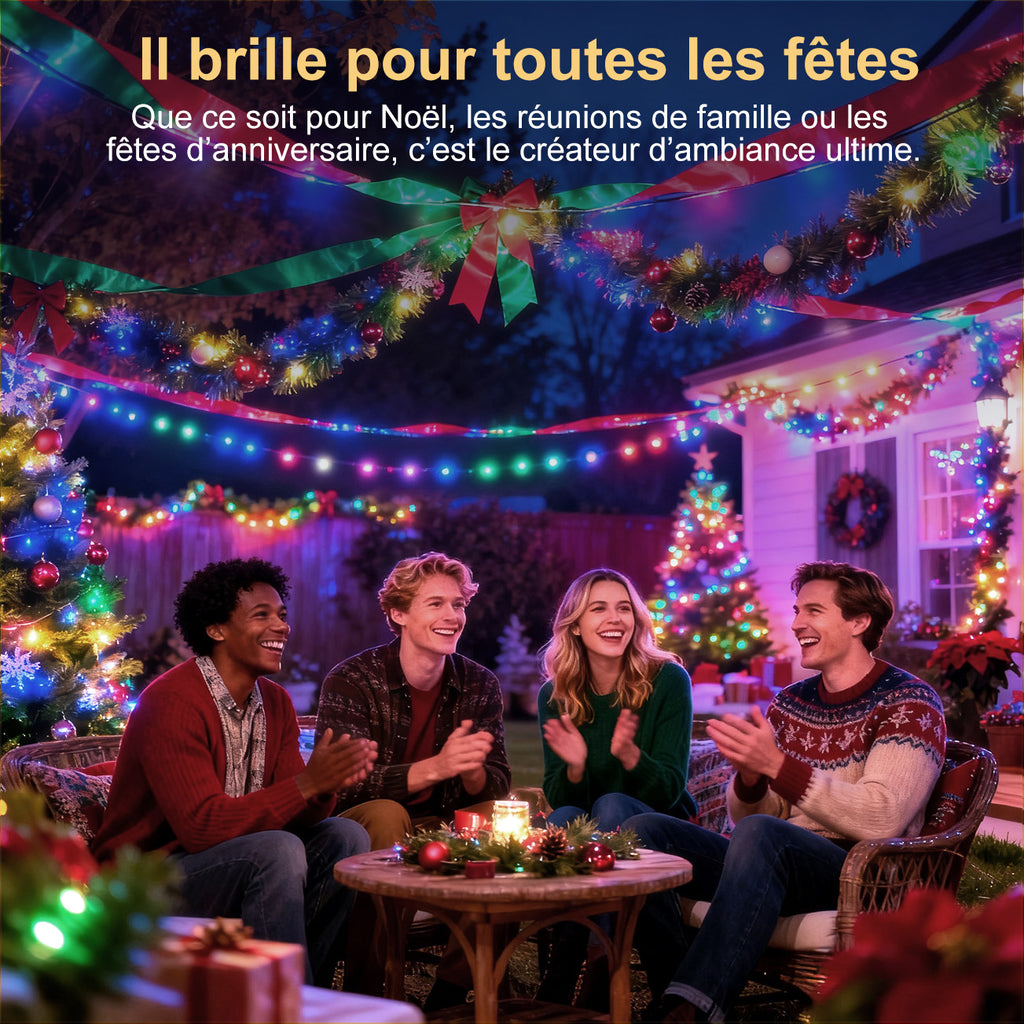 VIVREAL IL-CSL-BB01 Lot de 2 guirlandes lumineuses en fil de cuivre pour extérieur avec panneau solaire, 80 LED colorées, 8 modes d’éclairage - 7,6 m