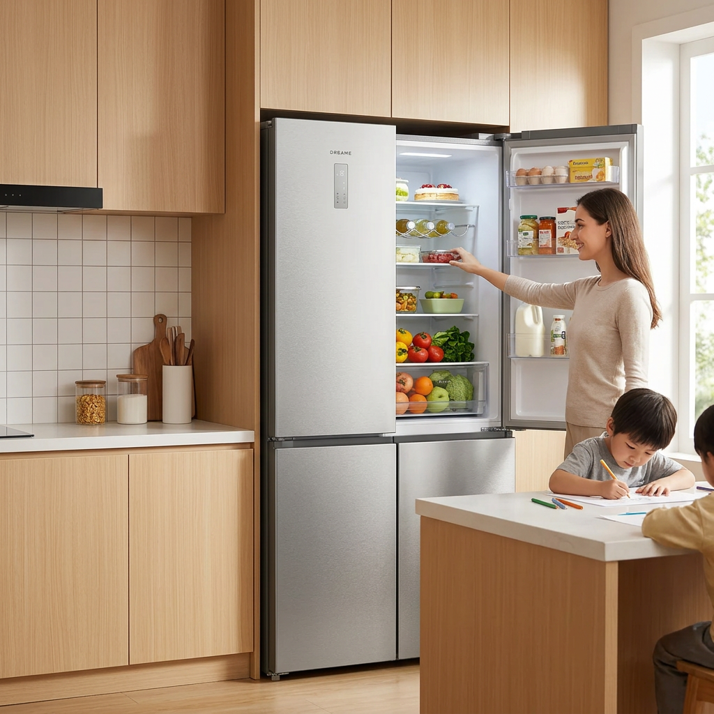 Dreame Réfrigérateur Combo DRB450WMBDEU 456 L, Classe énergétique D, Gris