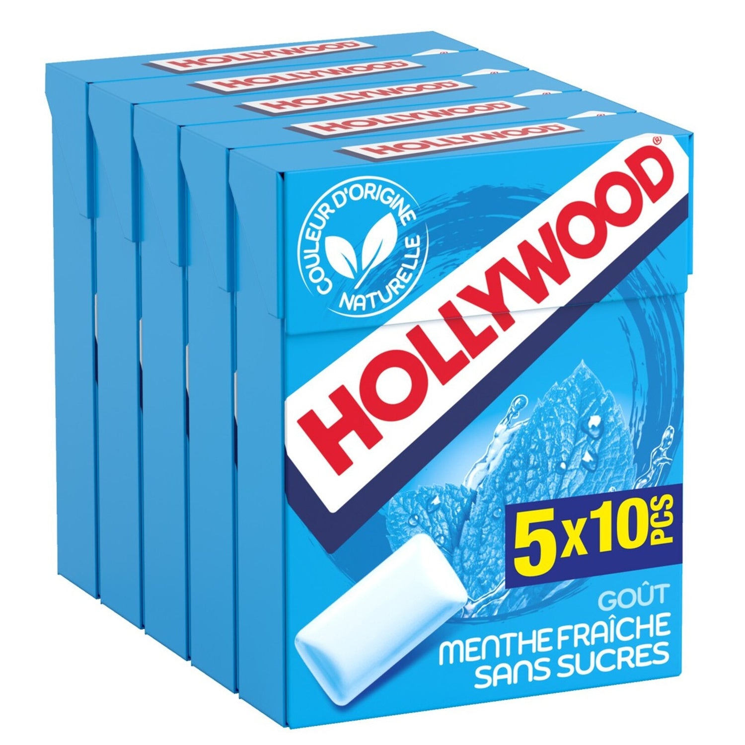 HOLLYWOOD Chewing-gum Menthe Fraîche, Lot de 5