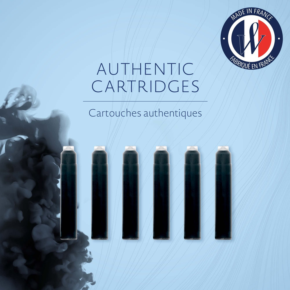 Waterman cartouches d’encre pour stylo plume | format standard international « petit » | couleur Noir Intense | boîte de 6