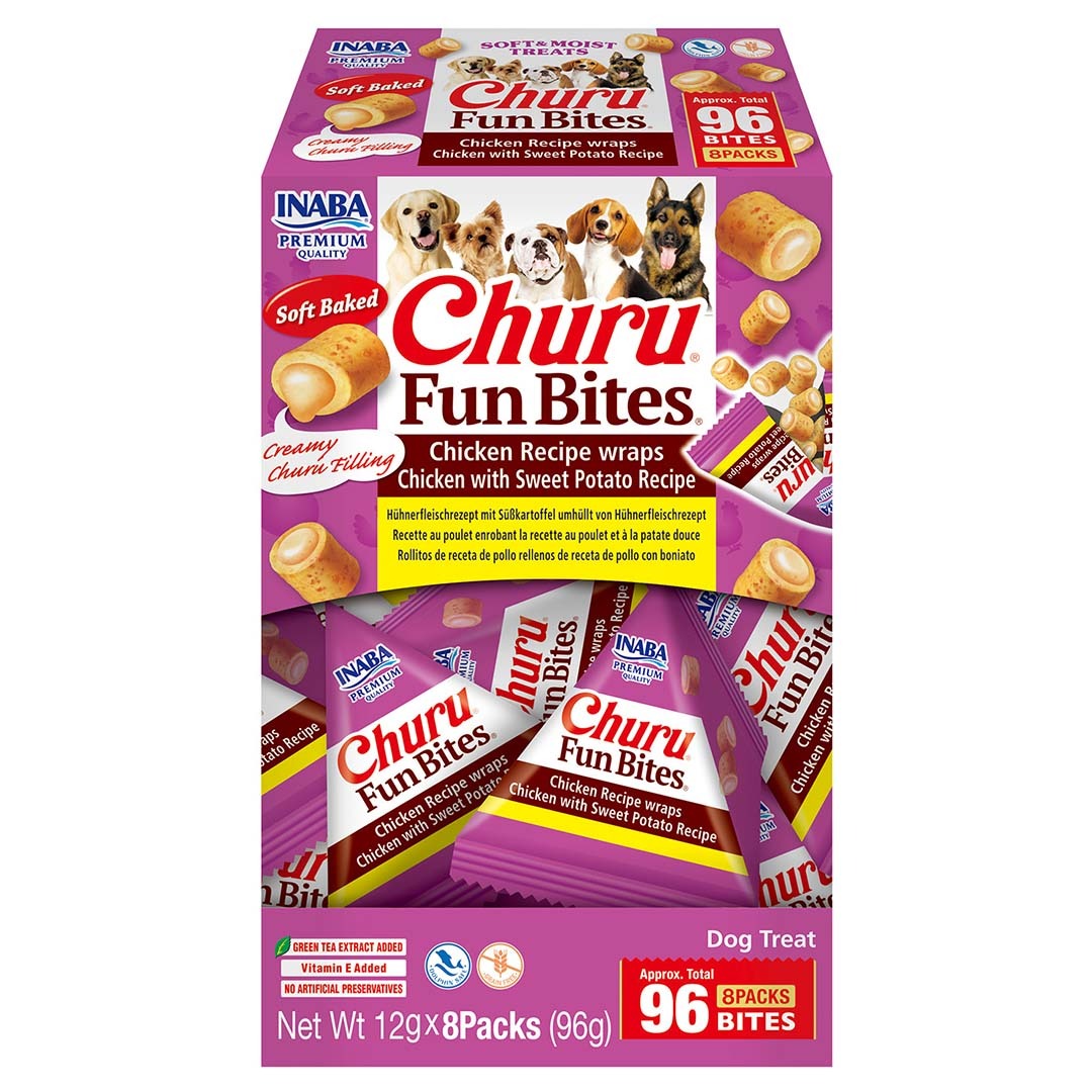 INABA Fun Bites Friandises pour chien - Roulés poulet et patate douce