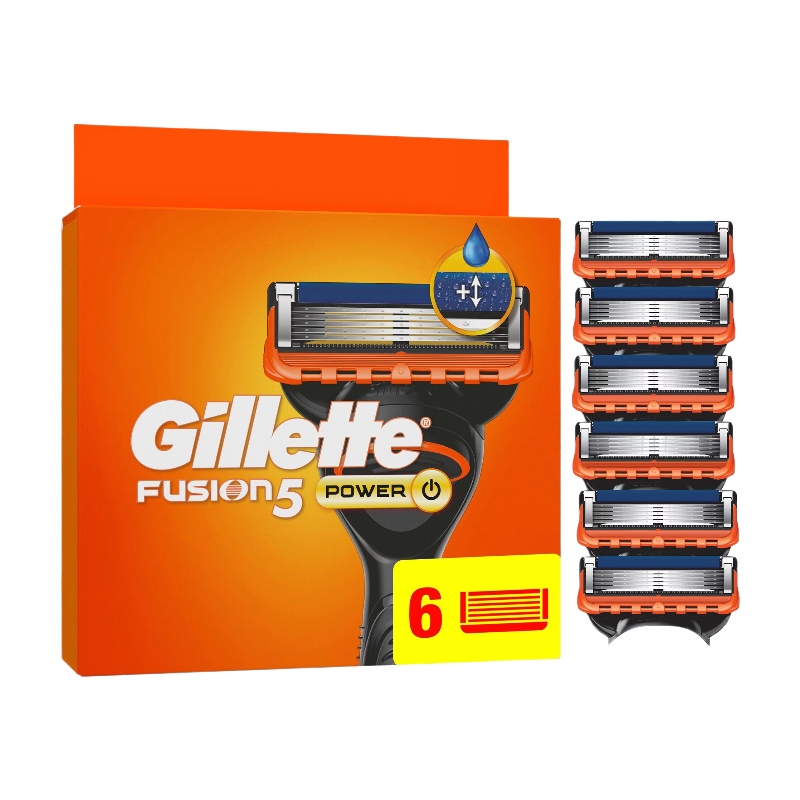 Gillette Lames de Rasoir Homme Fusion 5 Power, Pack de 6